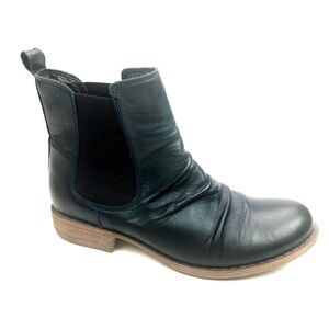 Miz Mooz Lissie Womens Black/Blue Leather Slip On Chelsea Boots Size 7